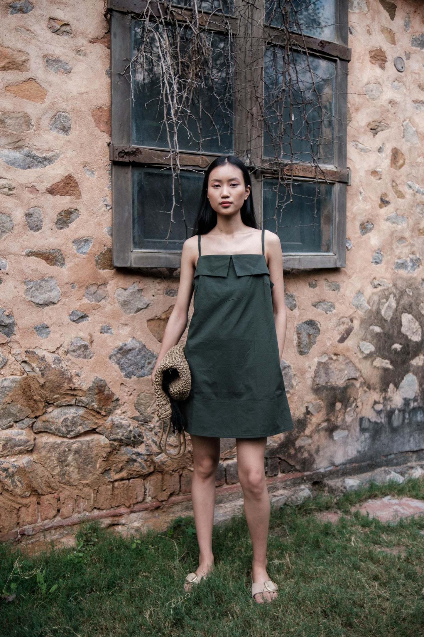 Rachel Slip Dress Forest Green