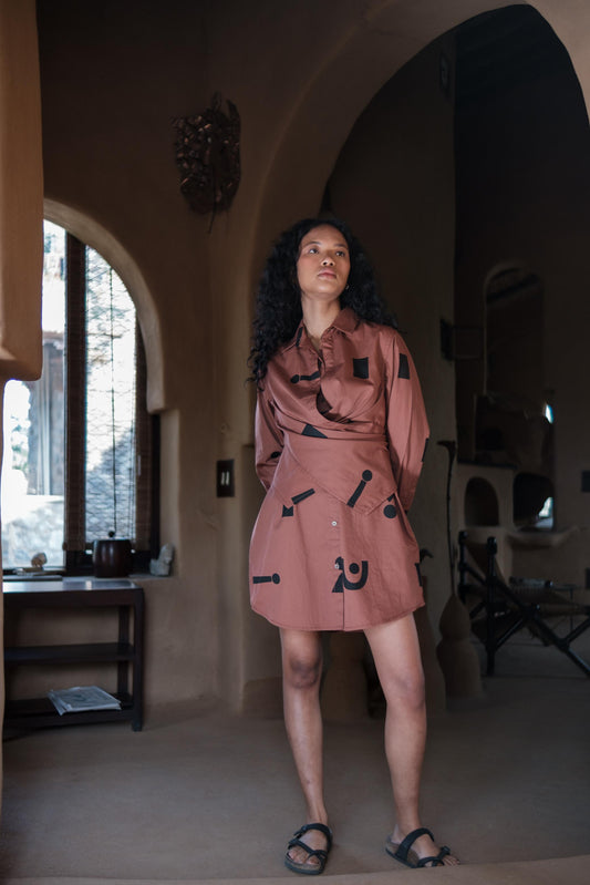 Seattle Wrap Shirt Dress Copper Triangle