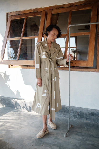 Copenhagen Trench  Khaki Triangle Printed