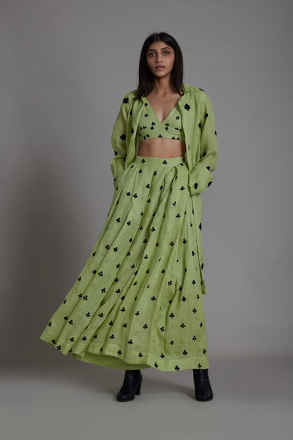 Club Lehenga Set-Green