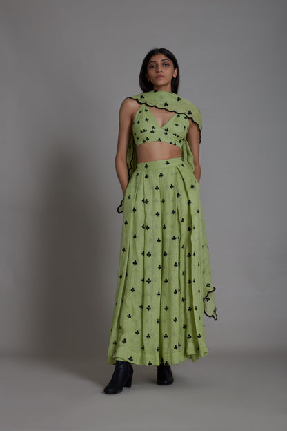 Club Lehenga Set-Green