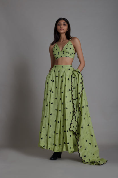 Club Lehenga Set-Green