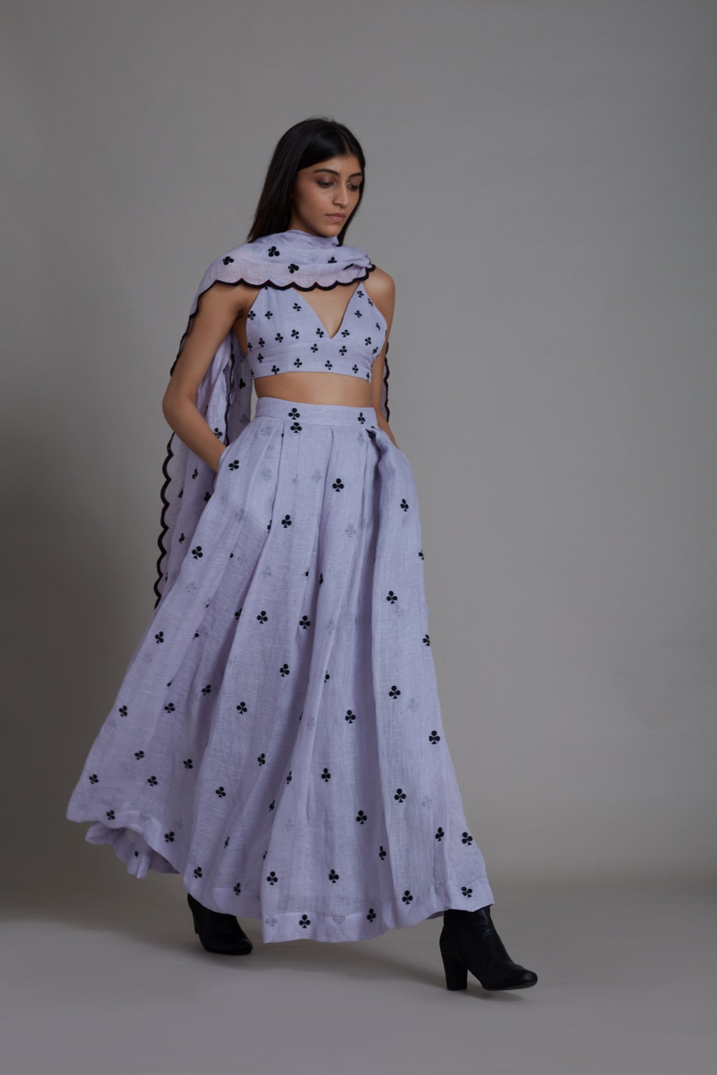 Club Counter Lehenga Set-Lavender (3 PCS)