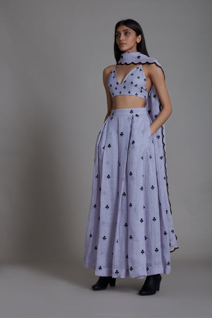 Club Lehenga Set-Lavender