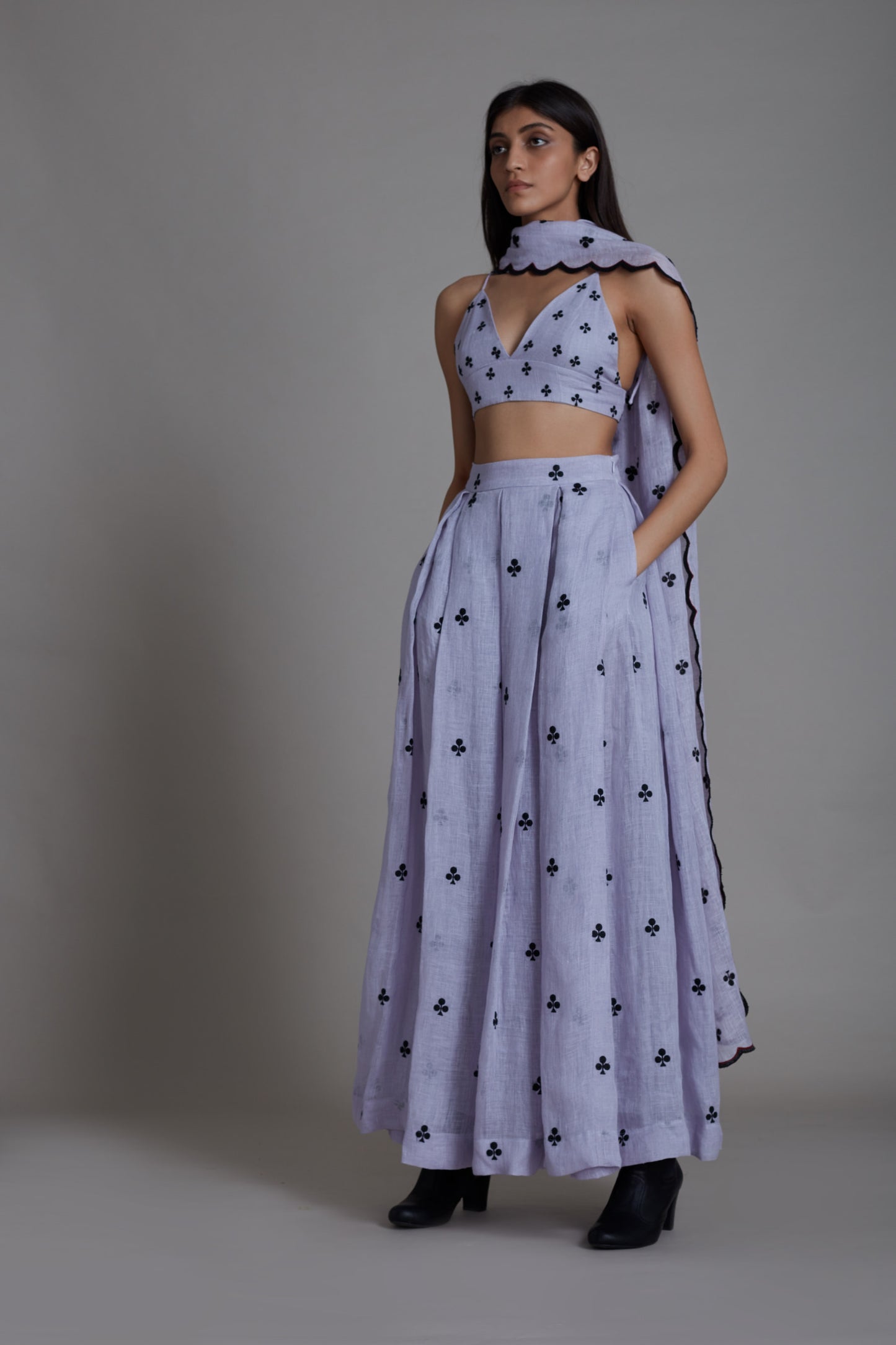 Club Counter Lehenga Set-Lavender (3 PCS)