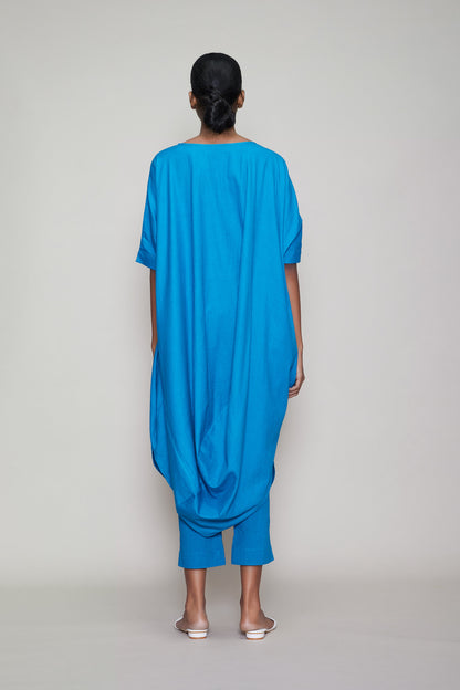 Mati Cowl Button Tunic - Blue