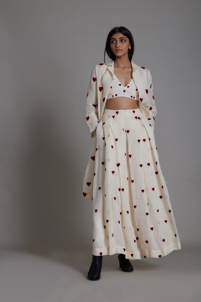 Heart Lehenga Set-Oatmeal