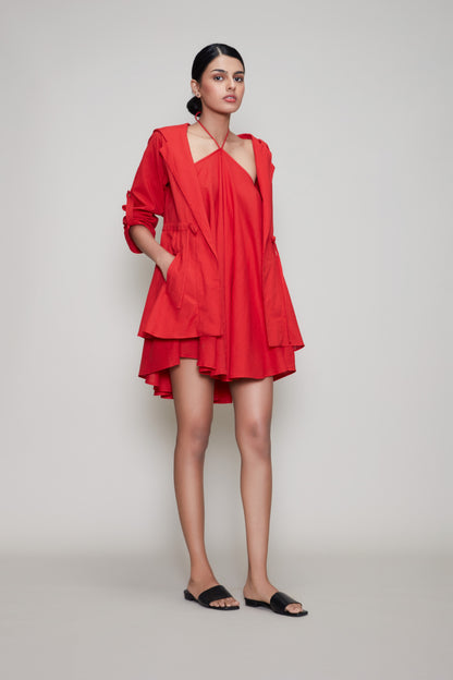 Mati Hooded Chatri Jacket - Red