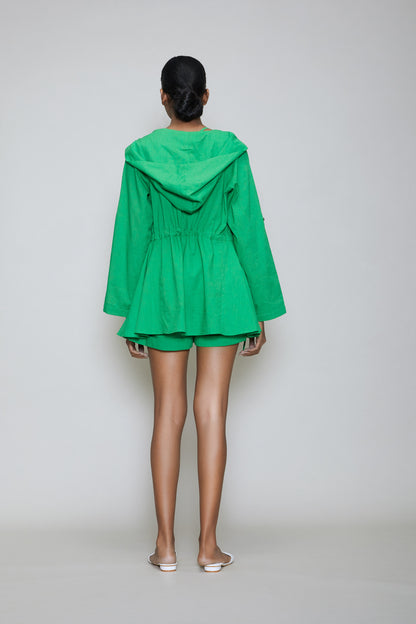 Mati Hooded Jacket & Shorts 3 PCS Set - Green