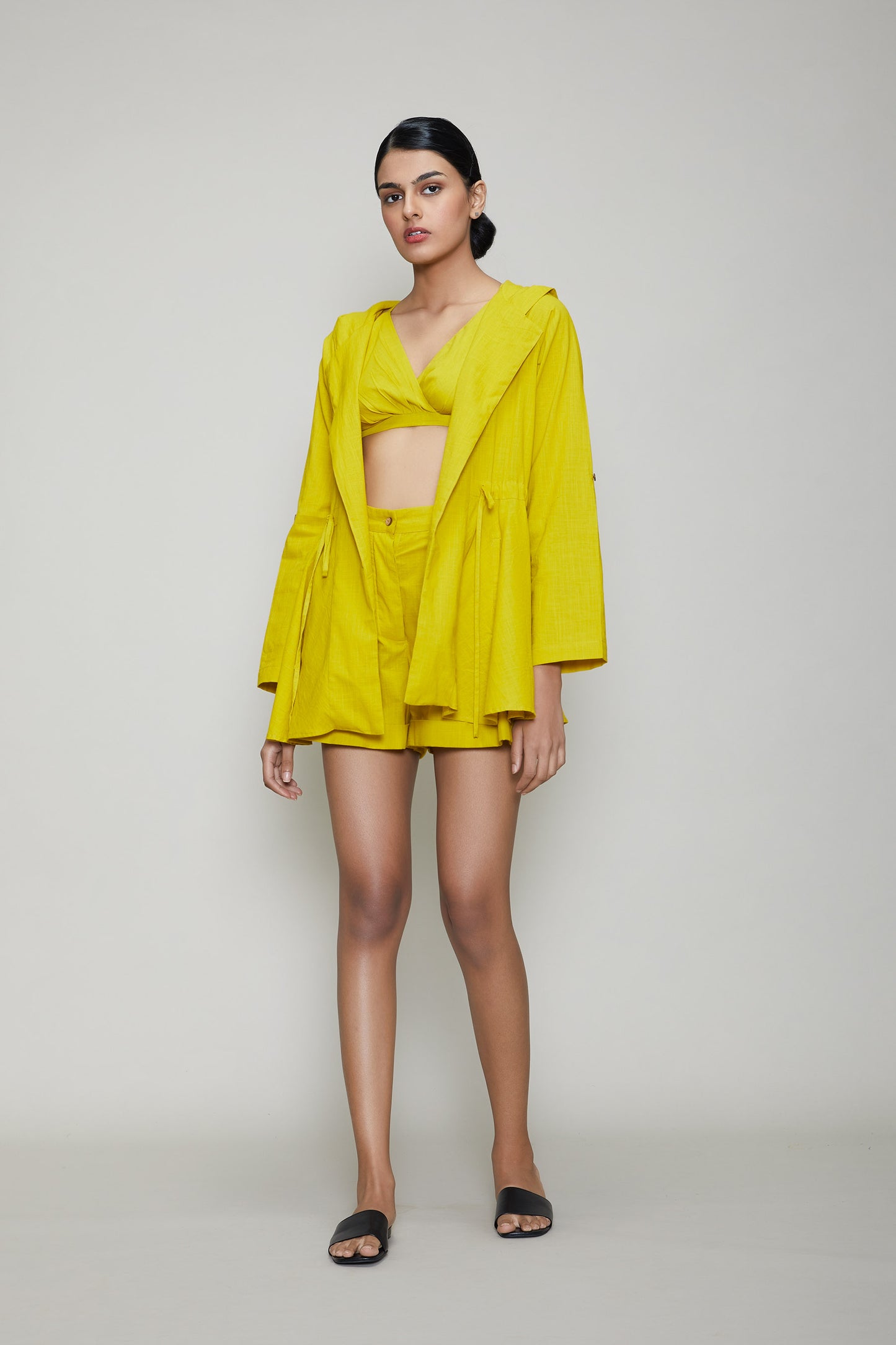 Mati Hooded Jacket & Shorts 3 PCS Set - Yellow