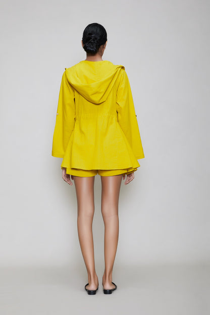 Mati Hooded Jacket & Shorts 3 PCS Set - Yellow