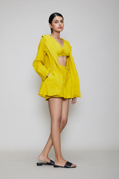 Mati Hooded Jacket & Shorts 3 PCS Set - Yellow
