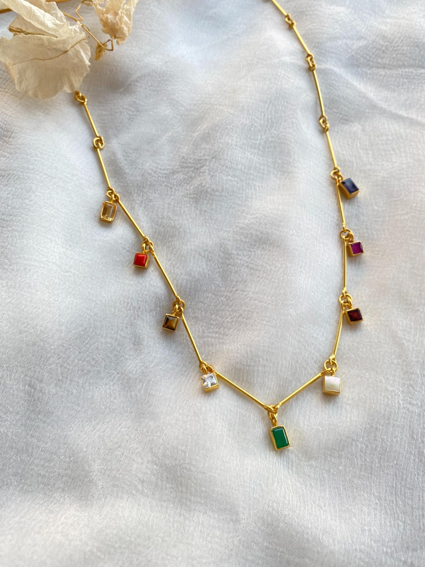 Navratna Bar Necklace