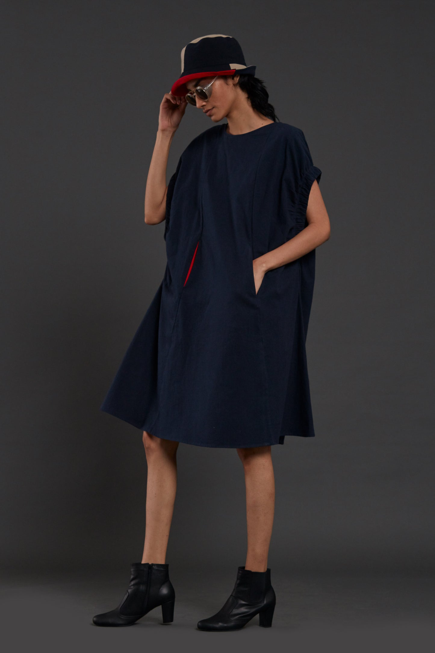 Navy Blue Pocket Dress