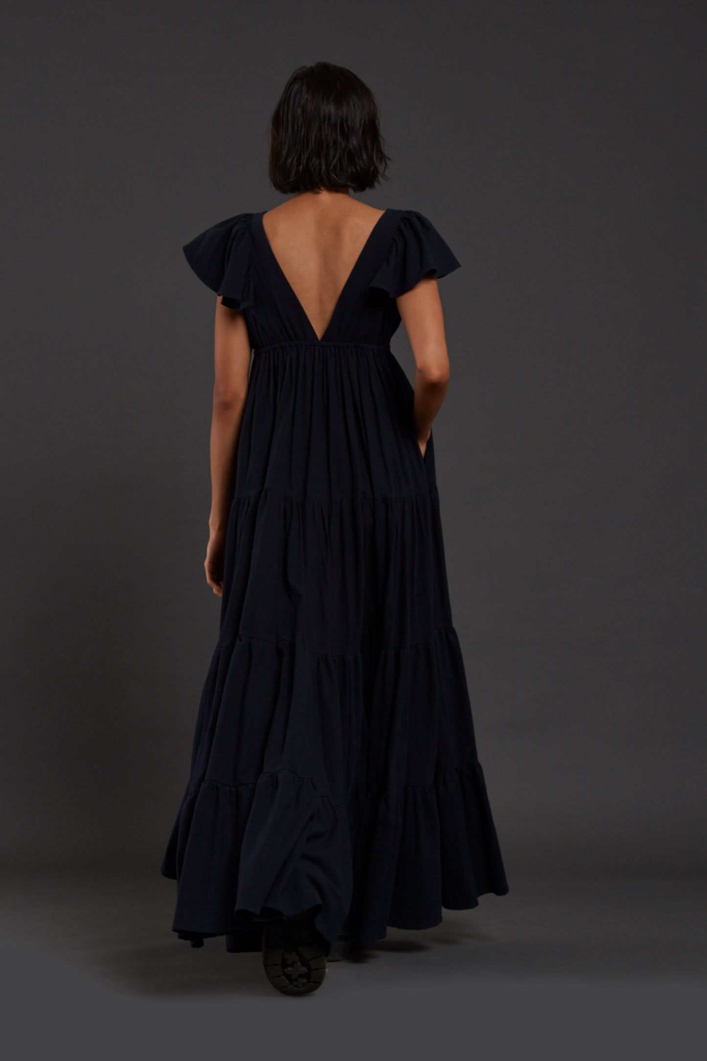 Navy Blue Tiered Gown