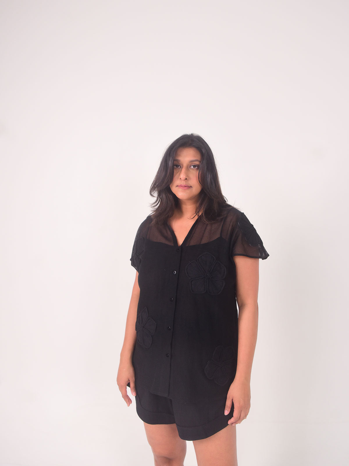 Nova Applique Cotton Net Shirt