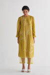 Amber Yellow Couching Dress with Sheer Pants