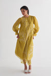 Amber Yellow Couching Dress