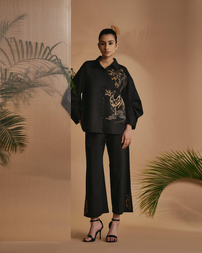 Black Deer in Bloom Shirt