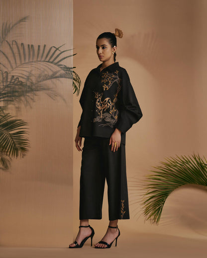 Black Deer in Bloom Shirt