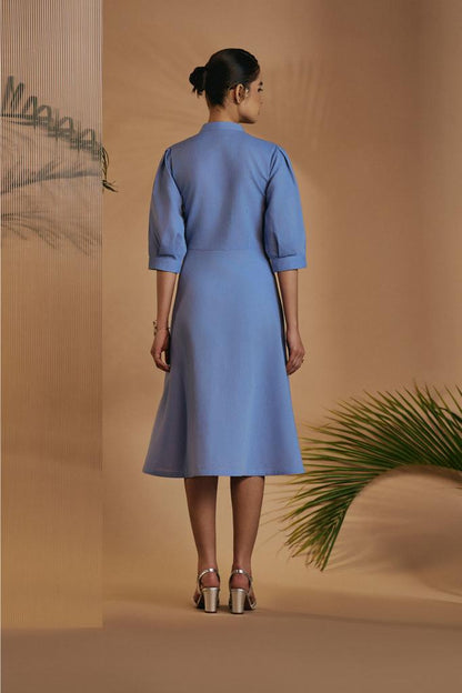 Blue Fit & Flare Dress