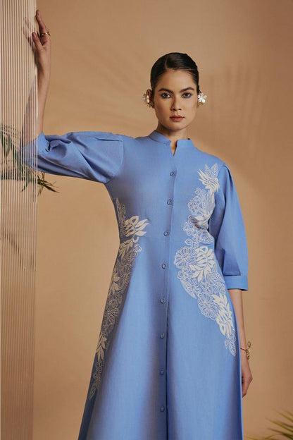 Blue Fit & Flare Dress