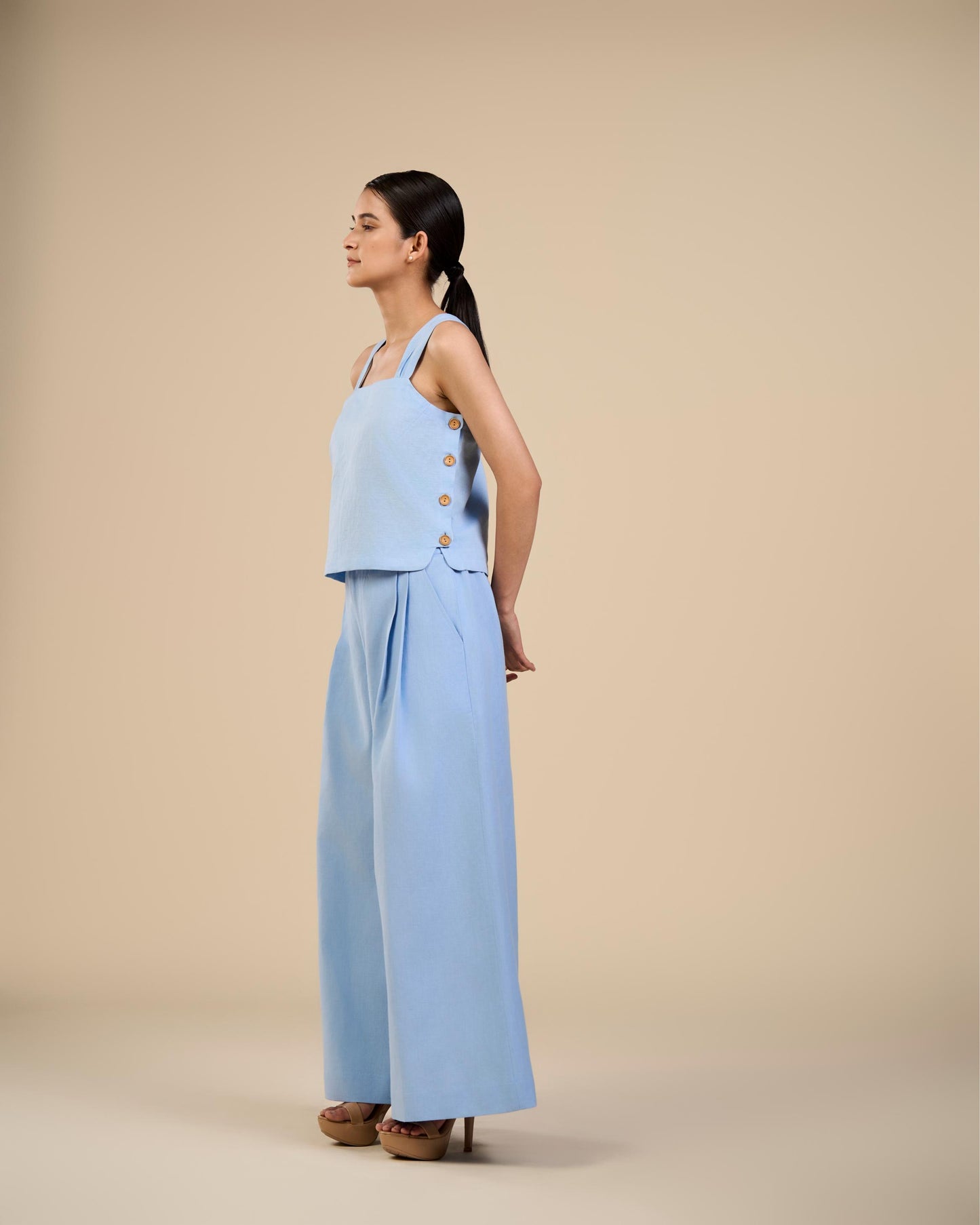 Dewdrop Camisole in Blue Linen