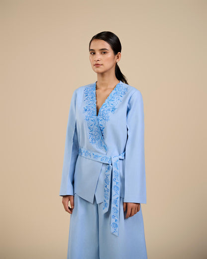 Blue Rose Embroidered Jacket