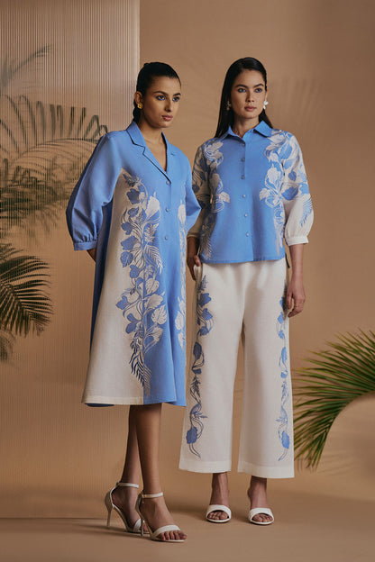 Blue Petal Safari A-Line Dress