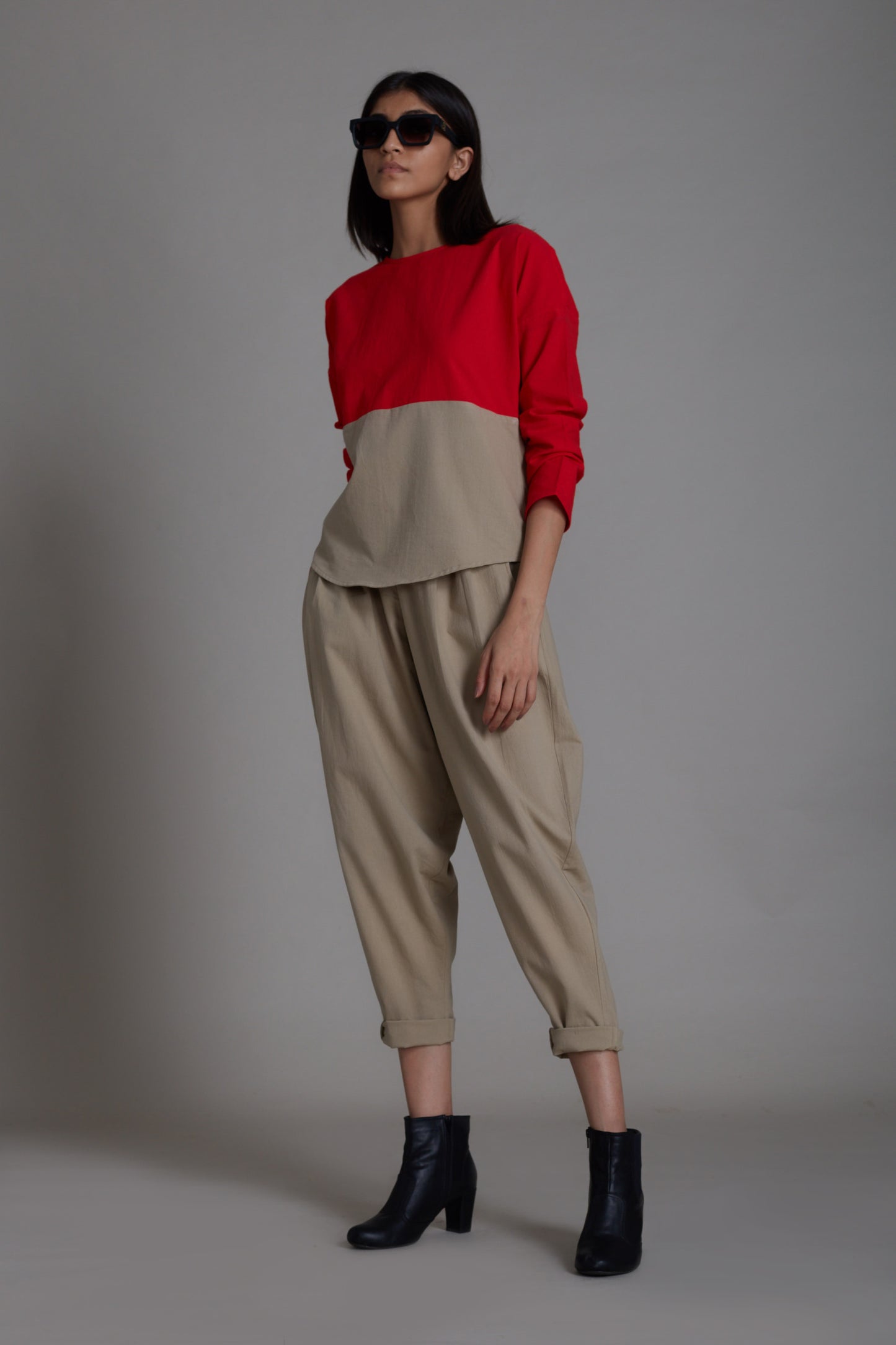 Red & Beige Rekin Top