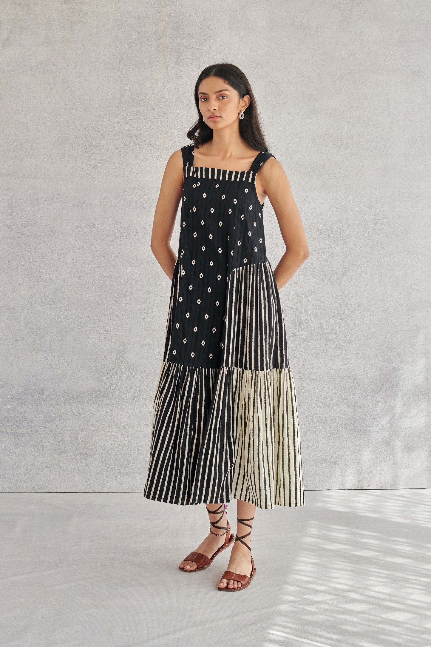 Zuri Black & White Strappy Dress