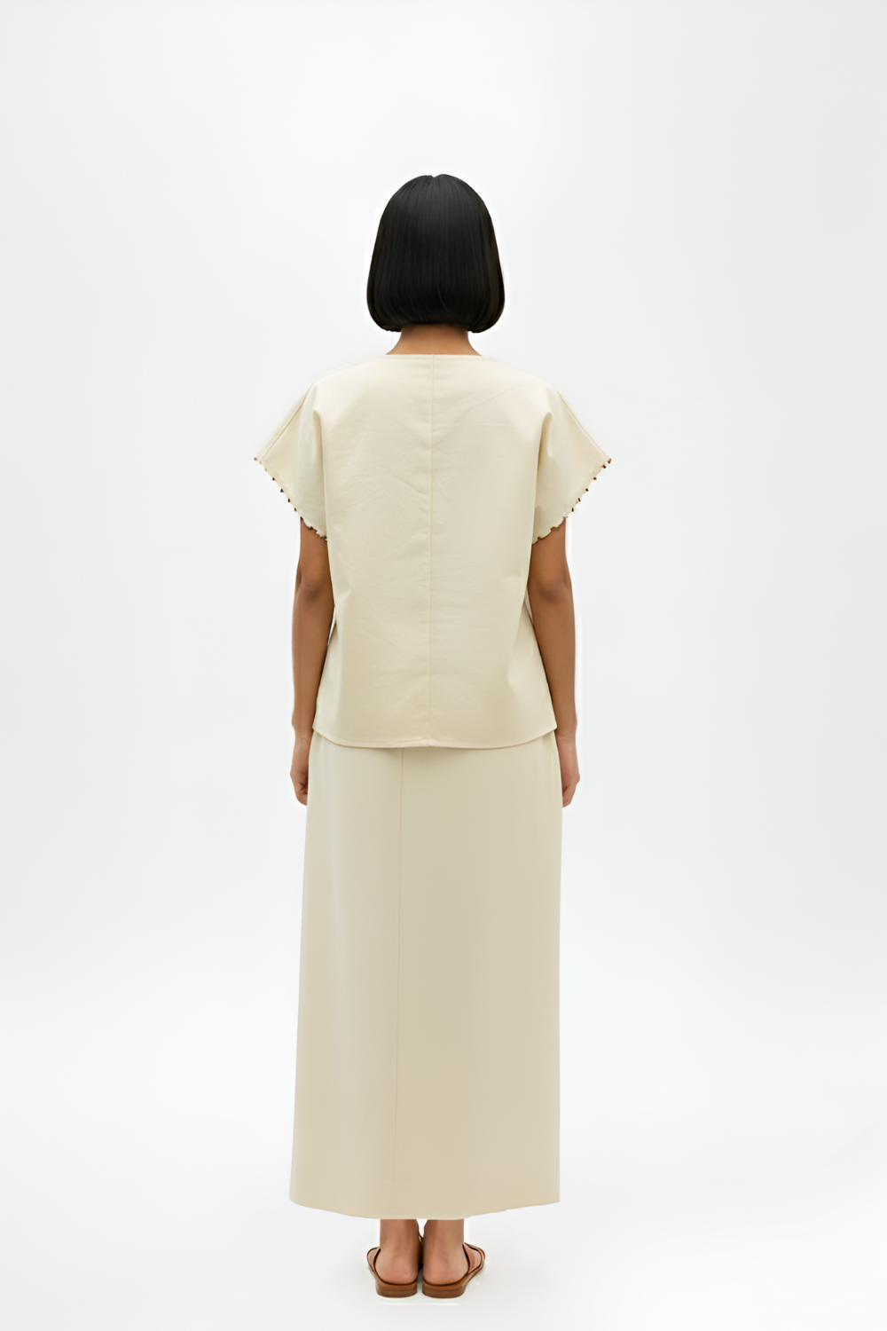 Ivory-Asparagus Green Skirt Set