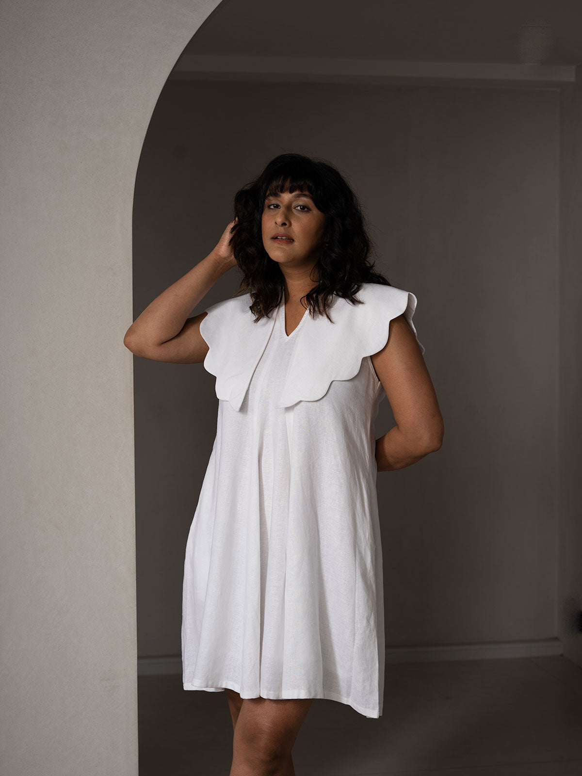 Amal Linen Collar Dress