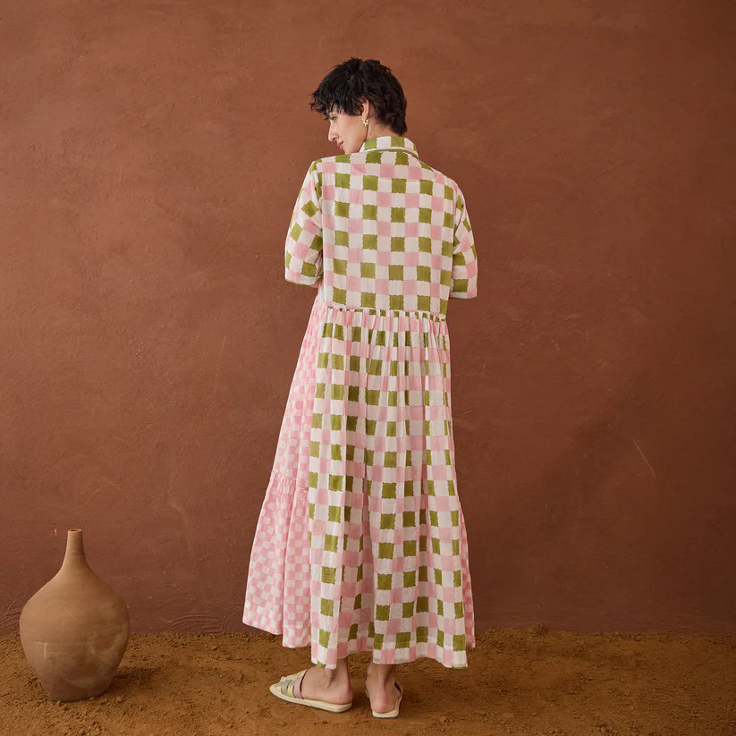 Spring Mosaic Shirt Dress