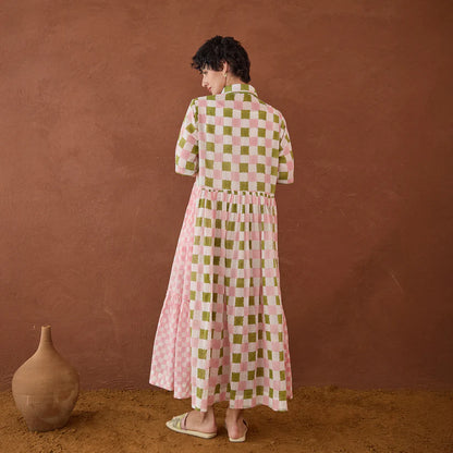 Spring Mosaic Shirt Dress