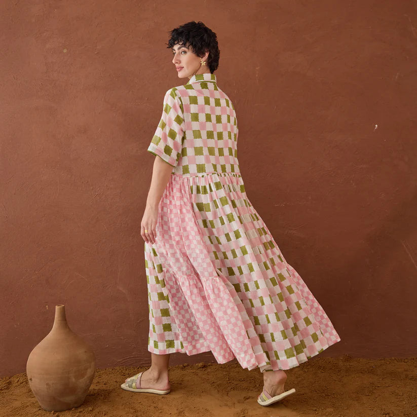 Spring Mosaic Shirt Dress