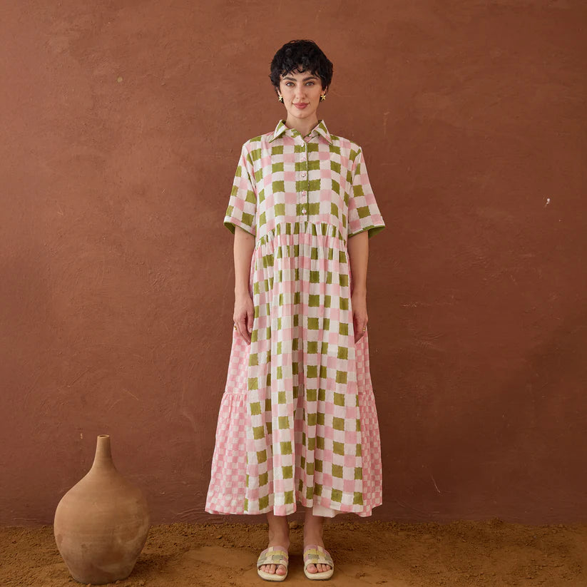 Spring Mosaic Shirt Dress