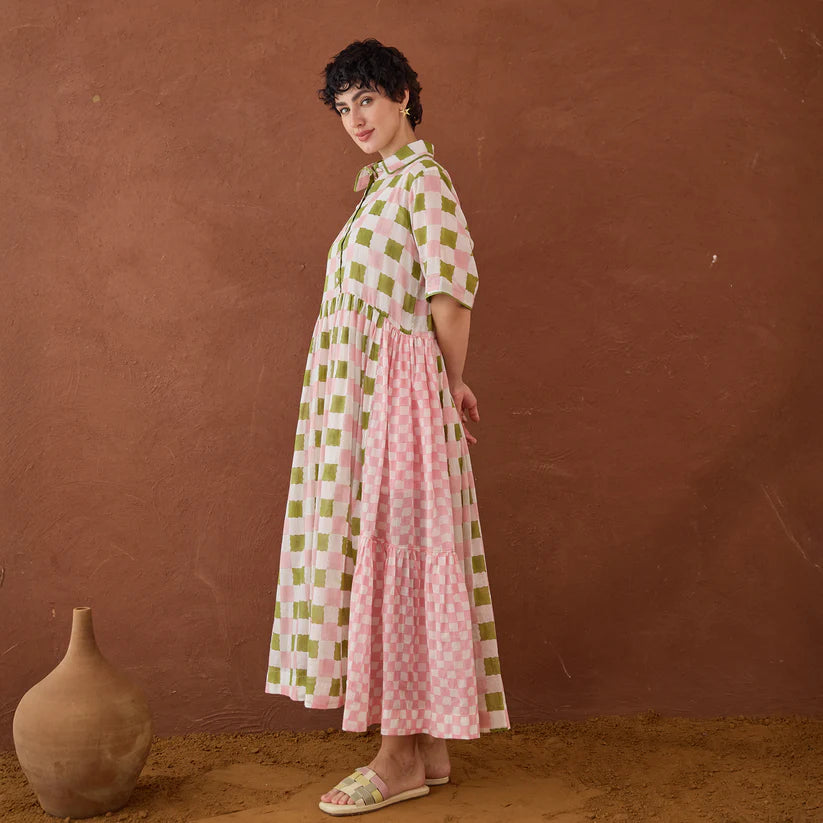Spring Mosaic Shirt Dress