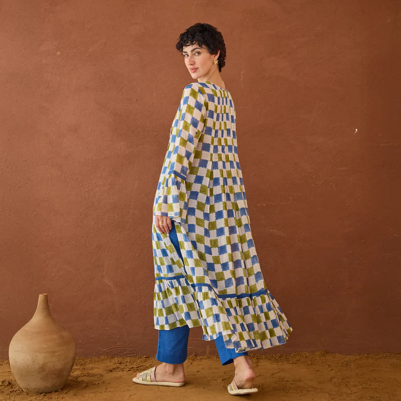 Cloudburst Plaid Kurta Set