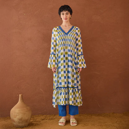 Cloudburst Plaid Kurta Set