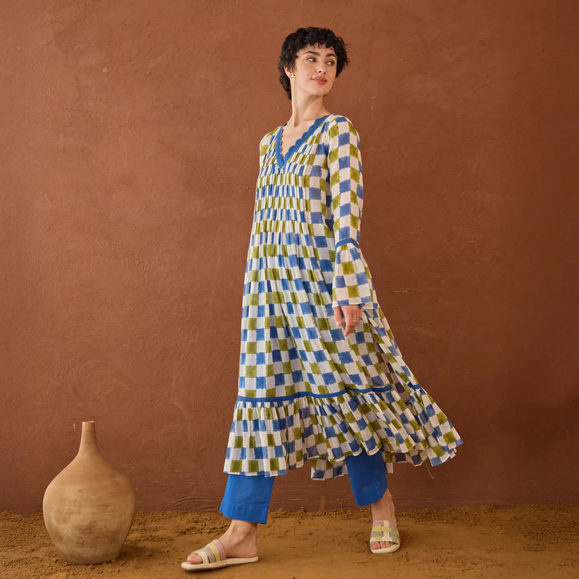 Cloudburst Plaid Kurta Set