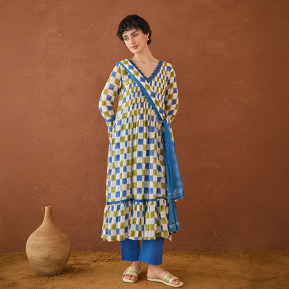 Cloudburst Plaid Kurta Set