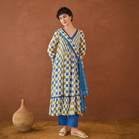 Cloudburst Plaid Kurta Set