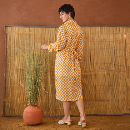 Golden Hour Gingham Shirt Dress