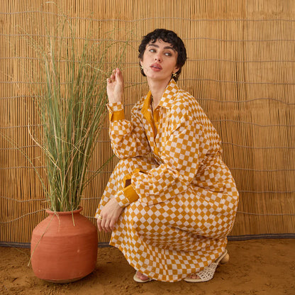 Golden Hour Gingham Shirt Dress