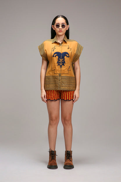 Tan-Brown Joker Shirt Shorts Set