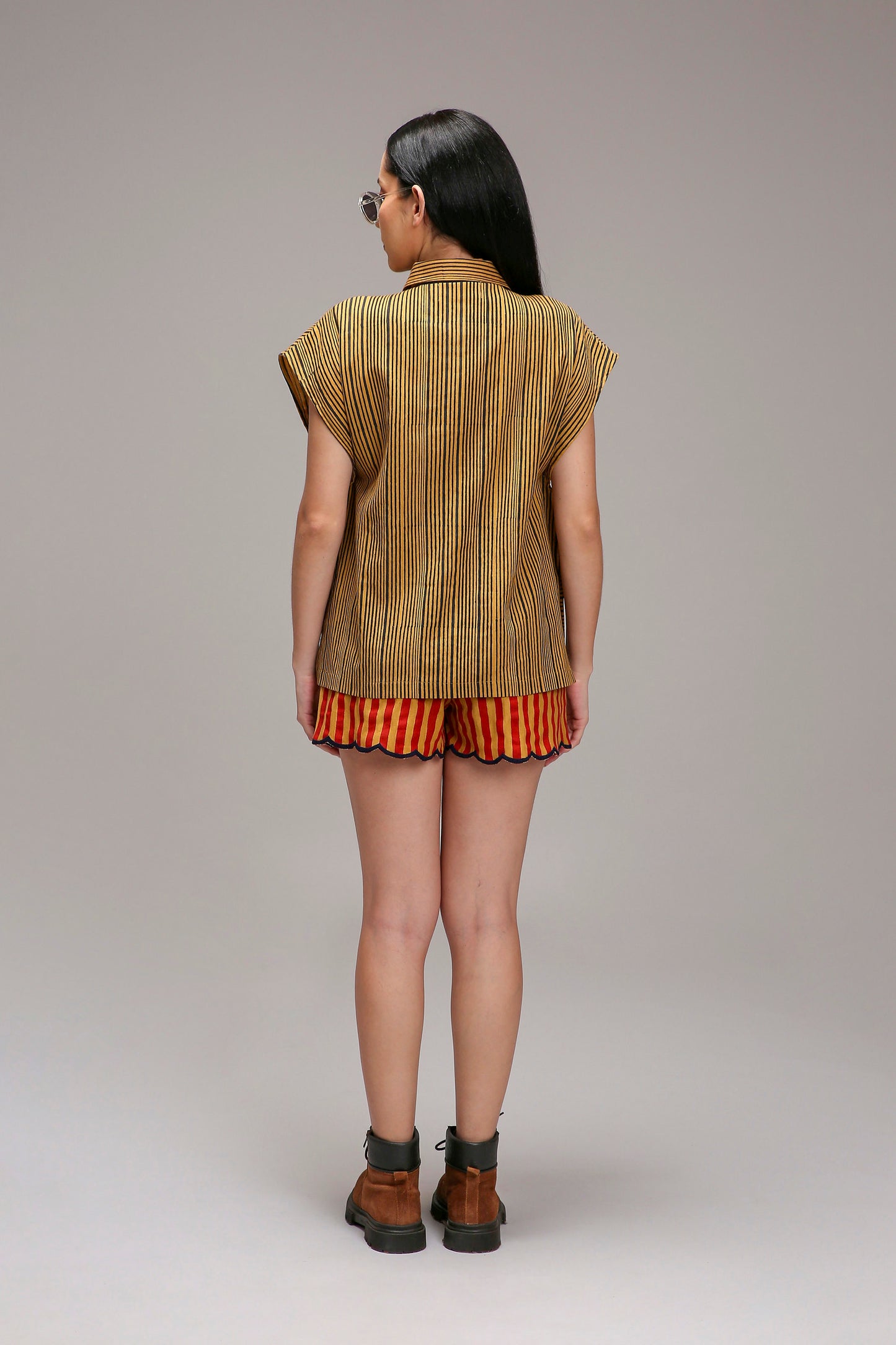 Tan-Brown Joker Shirt Shorts Set