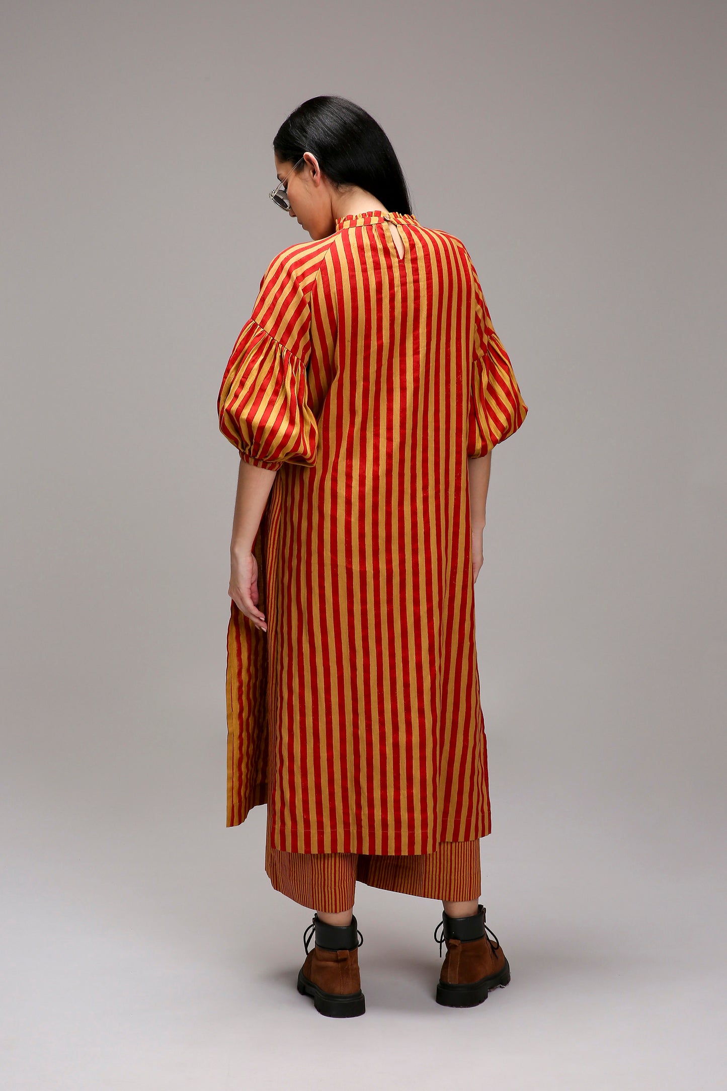 Tan-Brown Red Striped Big Joker Tunic