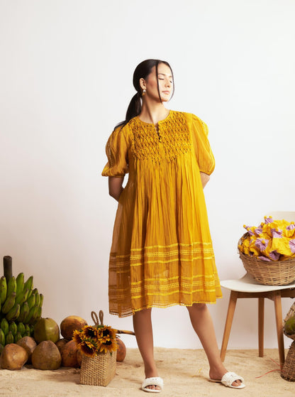 Olio Dress (Mustard and Lilac)