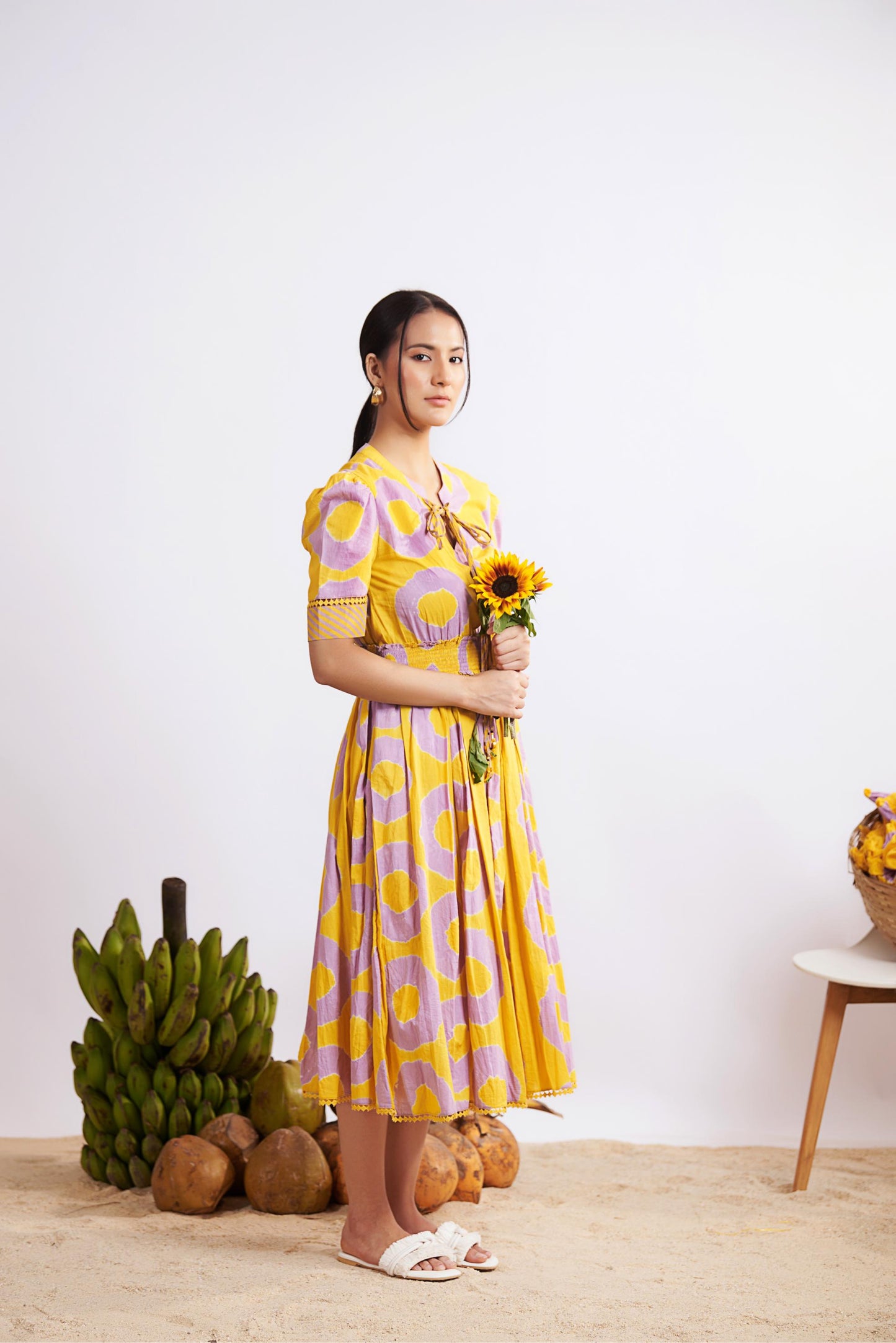 Daina Dress (Mustard and Lilac)